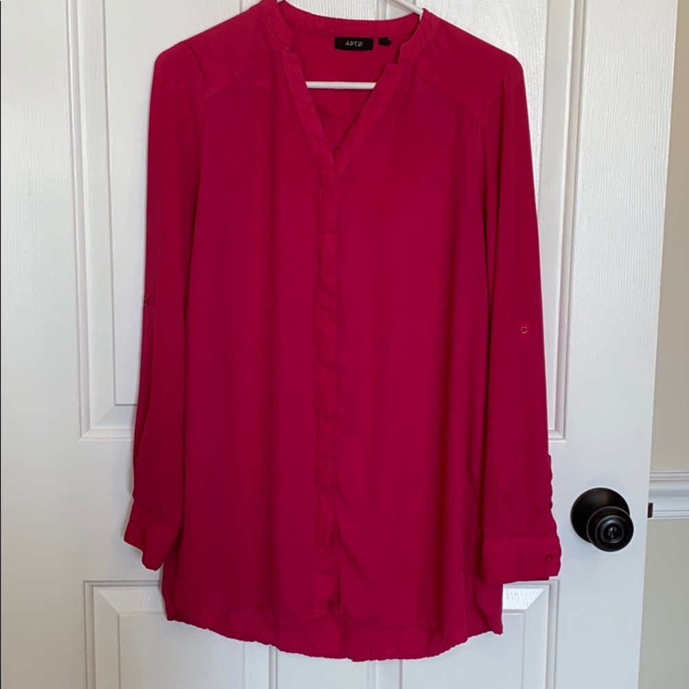 Apt. 9 Pink Long Sleeve Blouse Size M